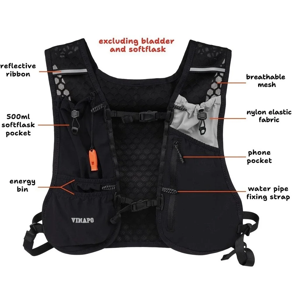 Running Hydration Vest Backpack Marathon Race Hiking Cycling Water Pack